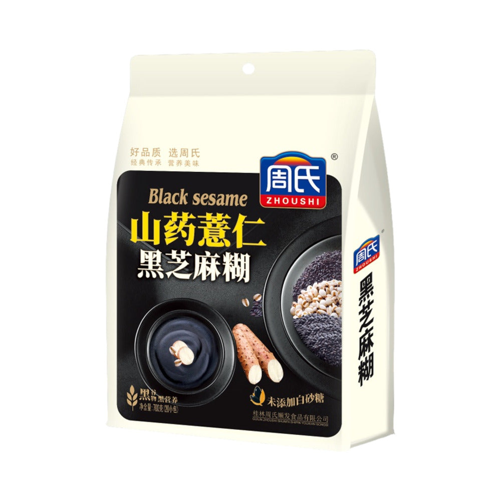 Zhoushi-Black-Sesame-Paste-with-Chinese-Yam-&-Job's-Tears-700g-–-Instant-Cereal-Drink-Powder-1