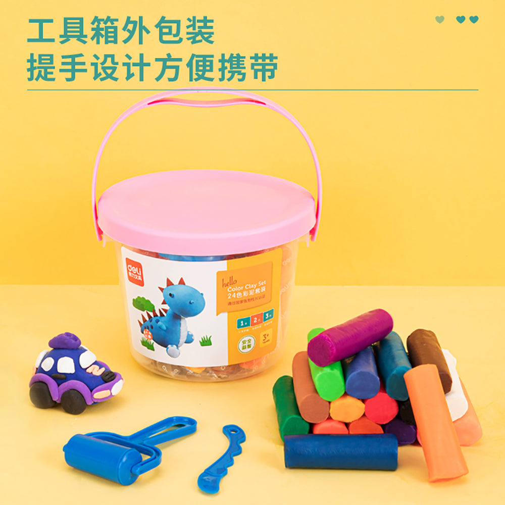 Deli-24-Color-Clay-Set---Pink-Packaging,-Suitable-for-Ages-3+-1