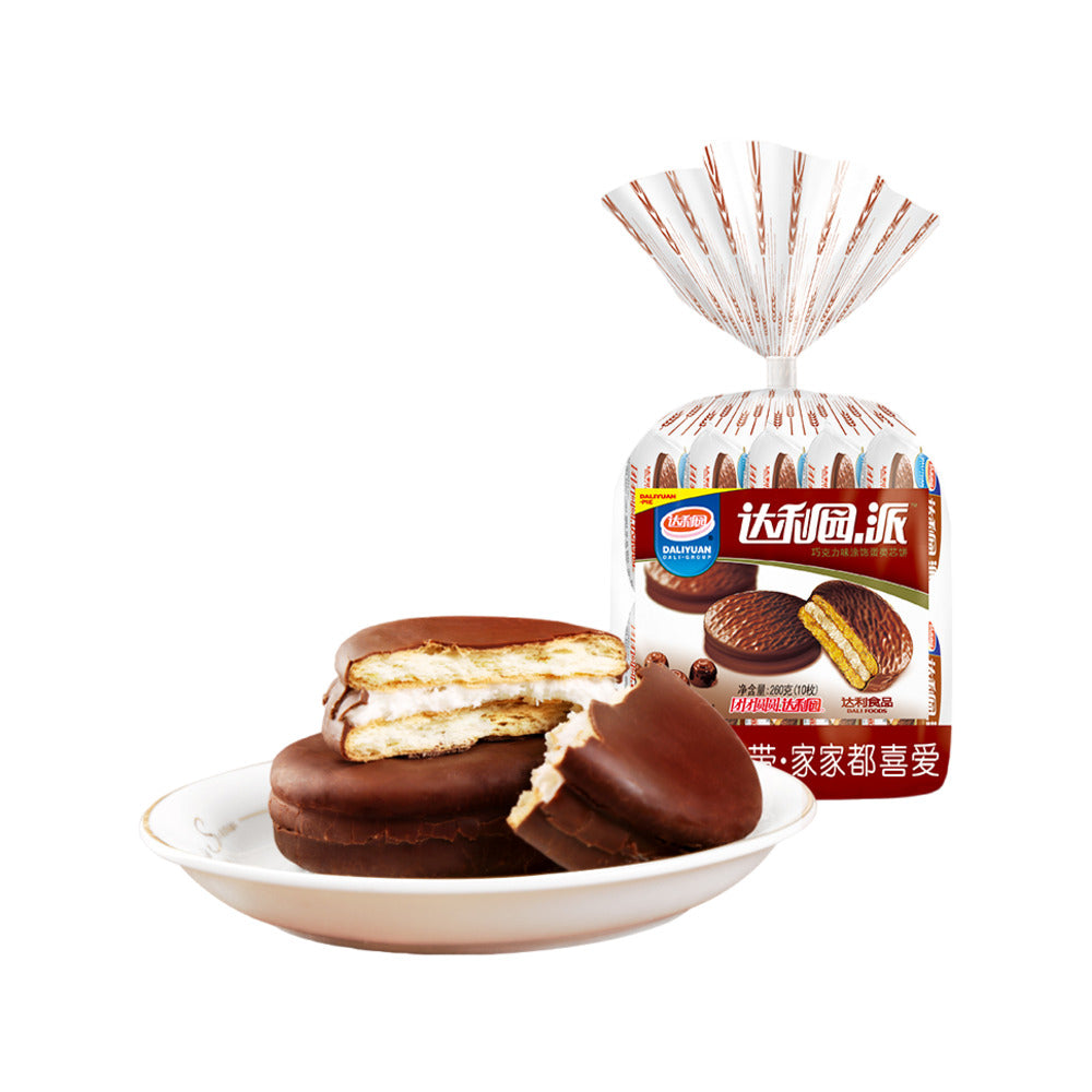 Daliyuan-Choco-Pie-Chocolate-Coated-Snack-Cakes-10-Pack-260g-–-Soft-Marshmallow-Sandwich-Treat-1