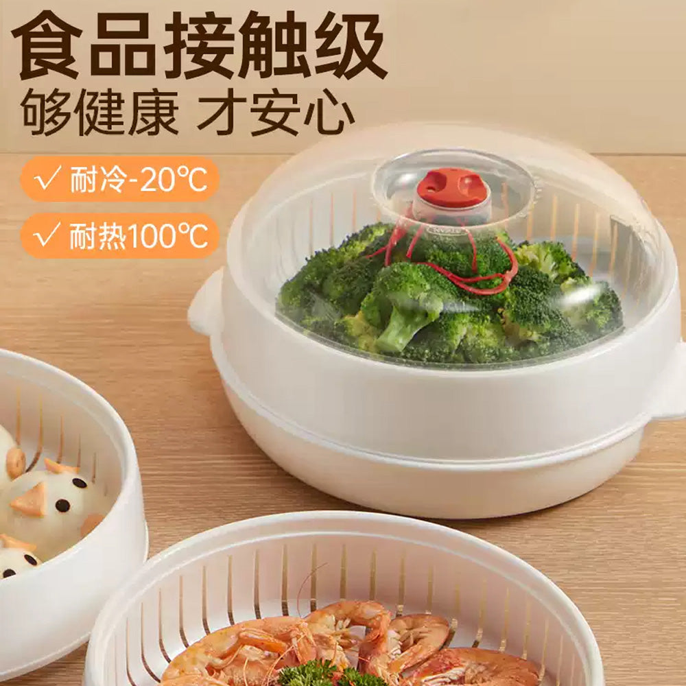 Cooker-King-Double-Layer-Round-Microwave-Steamer-–-BPA-Free-Food-Grade-Cooker-for-Vegetables,-Seafood-&-Rice-1
