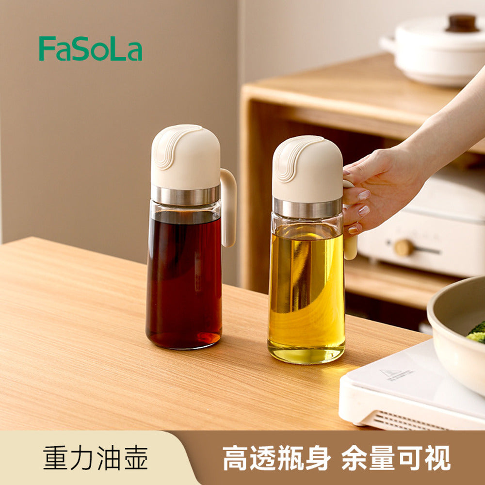 FaSoLa-Gravity-Oil-Dispenser-Bottle---Beige-500-ml---Auto-Open-Lid,-Drip-Resistant-1