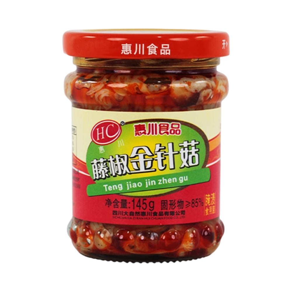 Huichuan-Pickled-Enoki-Mushrooms-with-Green-Sichuan-Pepper-(Tengjiao)-145g-–-Tingling-Spicy-Sichuan-Condiment-1
