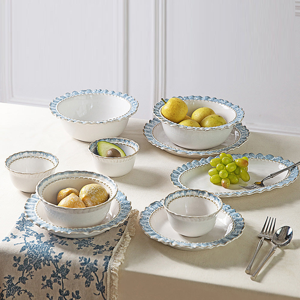 Modern SweetHome Smoky Blue Lace Rice Bowl - 4.75 Inches