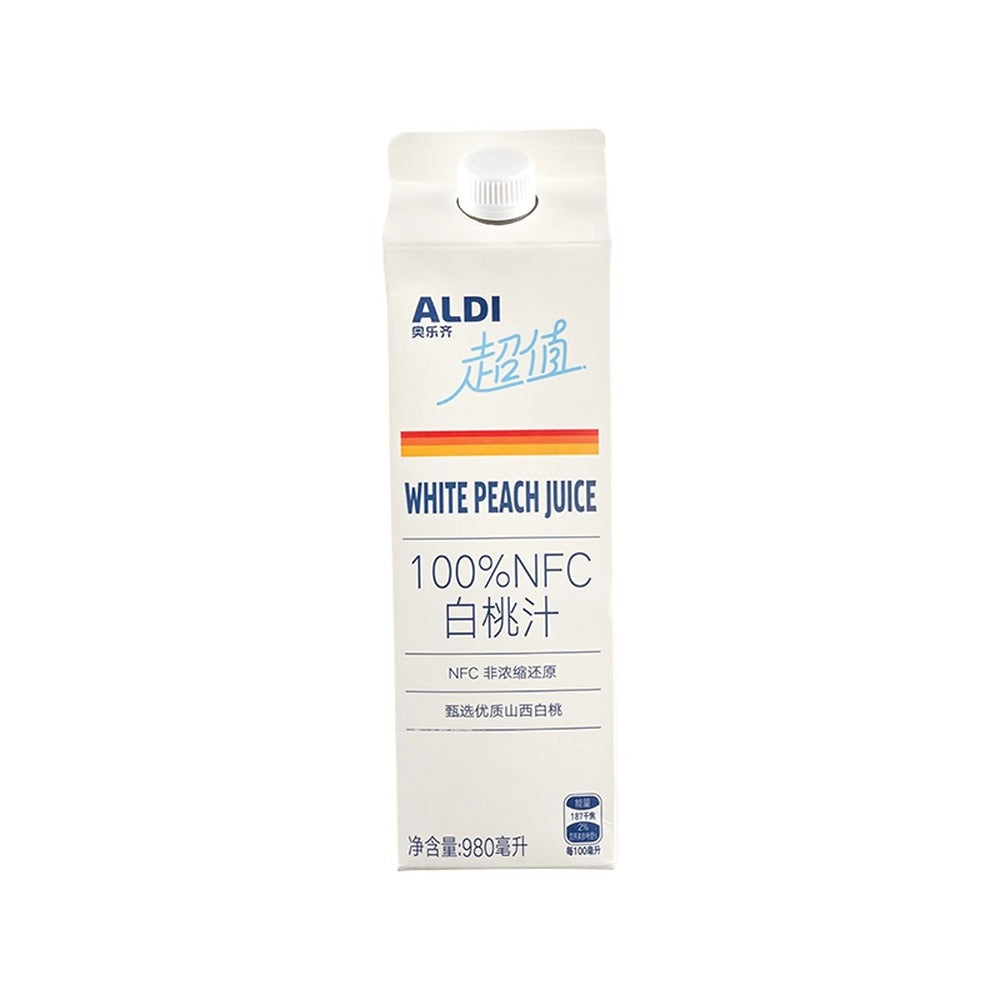 Aldi-Value-100%-NFC-White-Peach-Juice-980ml-–-Limited-Import-1