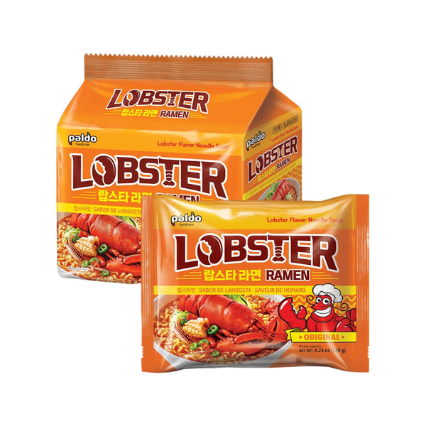 Paldo Lobster Ramen (Original) 120g x 4 Packs - Korean Instant Noodle Soup
