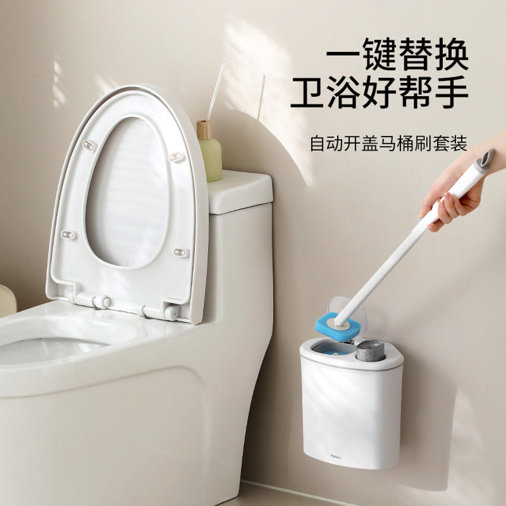 FaSoLa-Wall-Mounted-Toilet-Brush-&-Holder-Set-with-Auto-Open-Lid---White-1