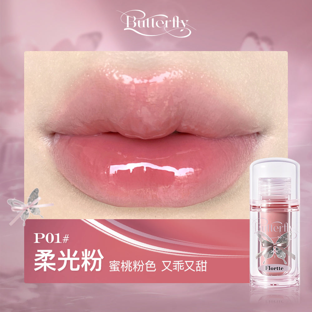 Flortte-Twin-Butterfly-Lip-Serum-Gloss-1.9g---Hydrating-Lip-Oil-Shine-1