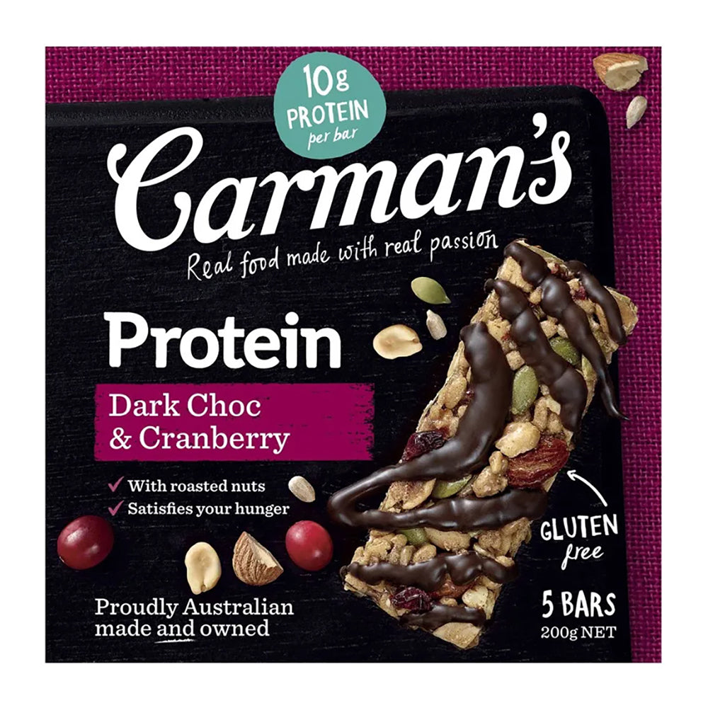 Carman's-Protein-Bars-Dark-Choc-&-Cranberry---5-Bars,-200g-1