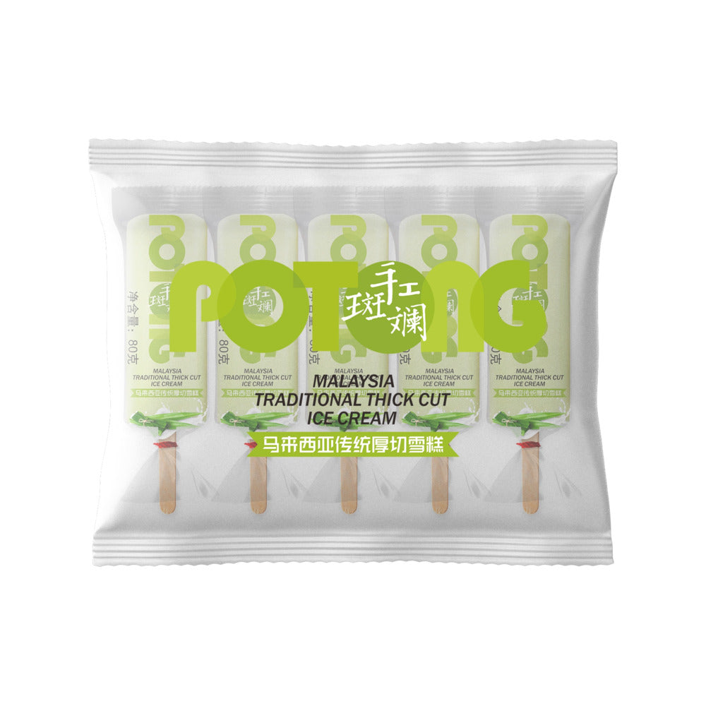 Meiqi-Malaysian-Style-Thick-Cut-Ice-Cream-Bars,-Pandan-–-5-Sticks,-400g---Potong-Style-Pandan-Ice-Cream-Bars-1