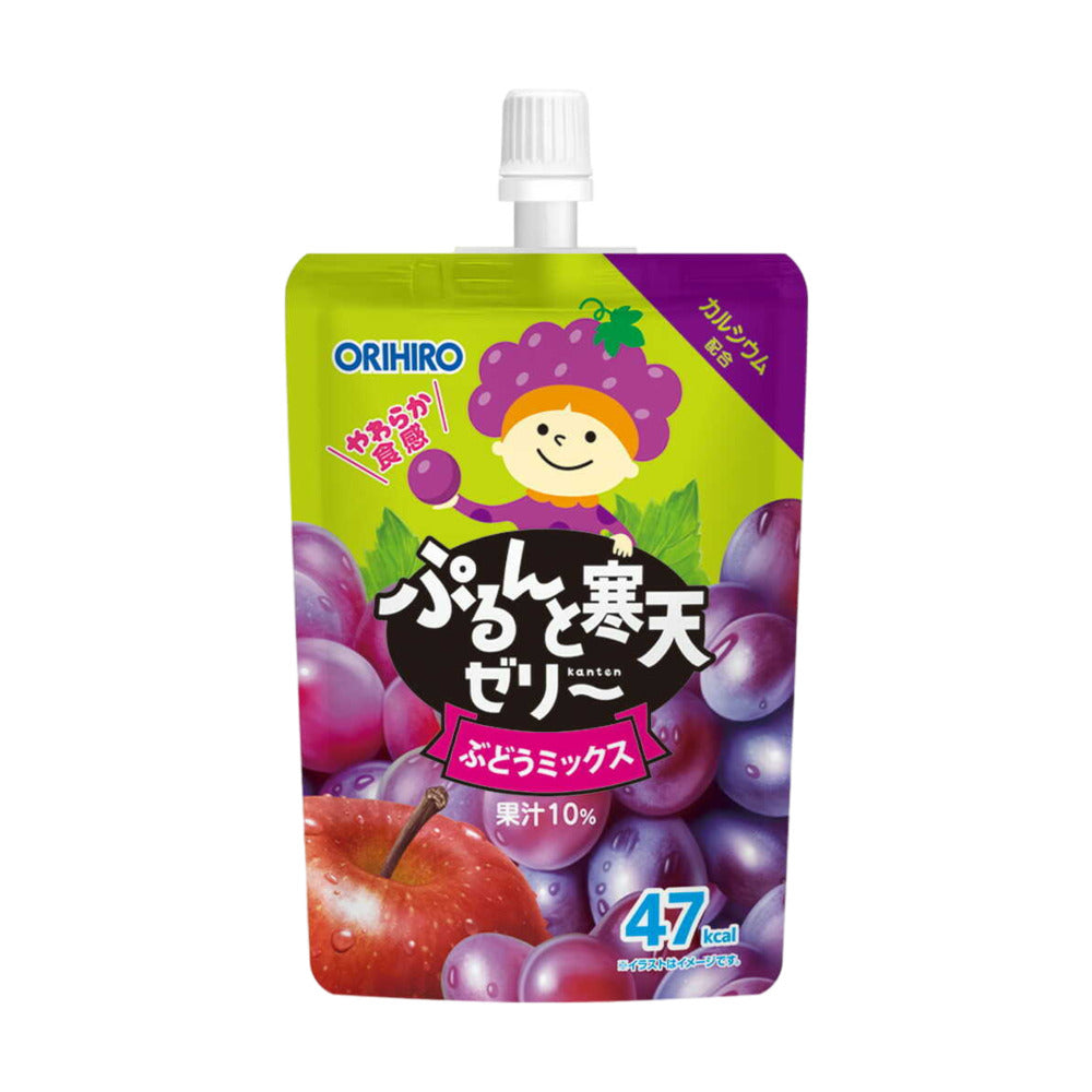 Orihiro-Purunto-Kanten-Jelly-Grape-Mix-130g---Agar-Fruit-Jelly-Pouch-1