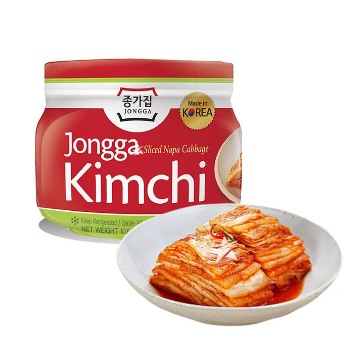 Jongga Korean Sliced Kimchi 300g - Traditional Fermented Sliced Napa Cabbage with Spicy & Tangy Flavor, 300g (10.6 oz)