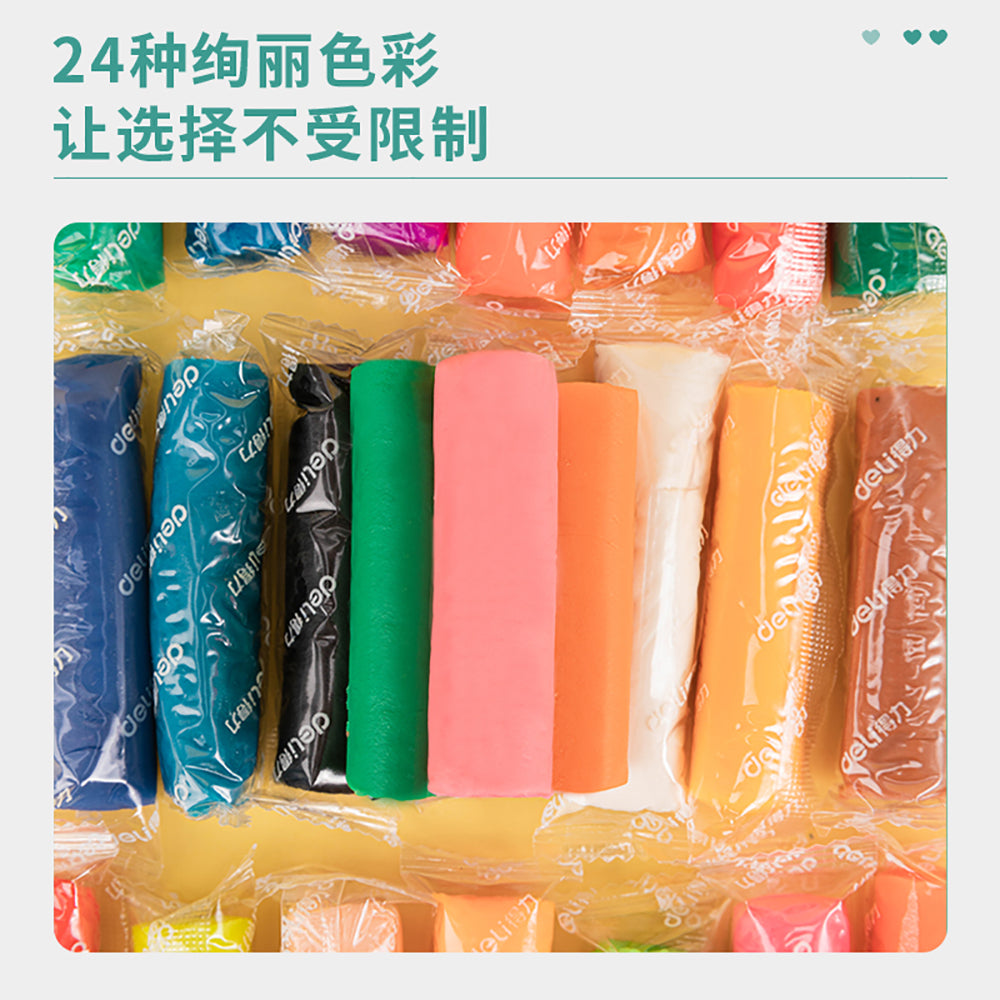 Deli-24-Color-Clay-Set---Pink-Packaging,-Suitable-for-Ages-3+-1