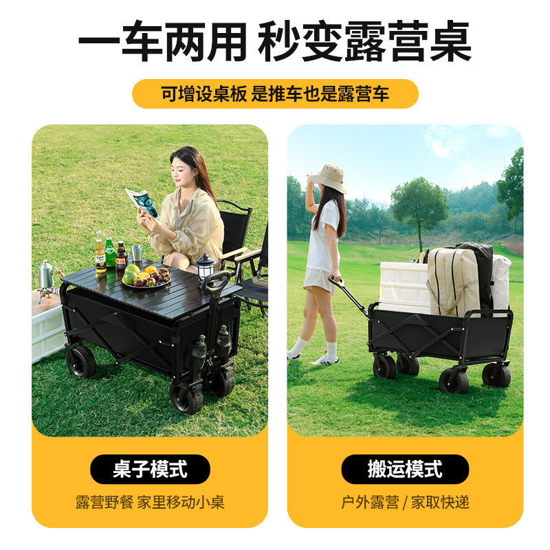 Ulife-Foldable-Camping-Wagon-with-5-Inch-Narrow-Wheels---Black,-100L-Capacity,-100-kg-Load---Collapsible-Utility-Cart-2