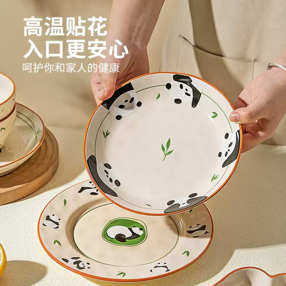 Modern-SweetHome-Gourd-Shaped-Ceramic-Bowl-–-Waving-Panda-Design,-4.7"-(420-ml)-2