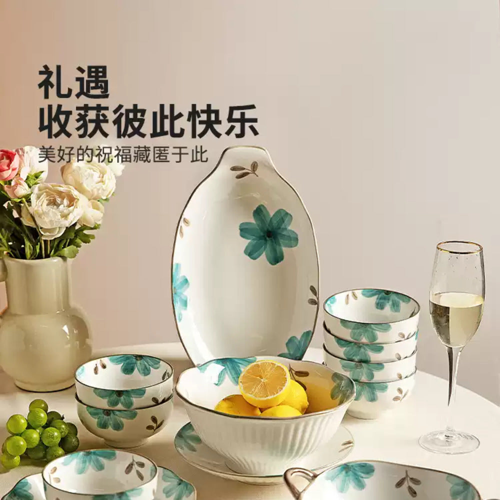 Modern-Housewife-“Qingyuan”-Floral-Rice-Bowl-4.5"-–-Hand-Painted-Ceramic-Tableware-2