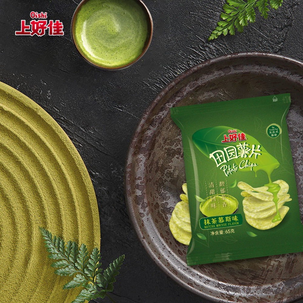 Oishi-Potato-Chips-Matcha-Mousse-Flavor-65g---Matcha-Green-Tea-Chips-2