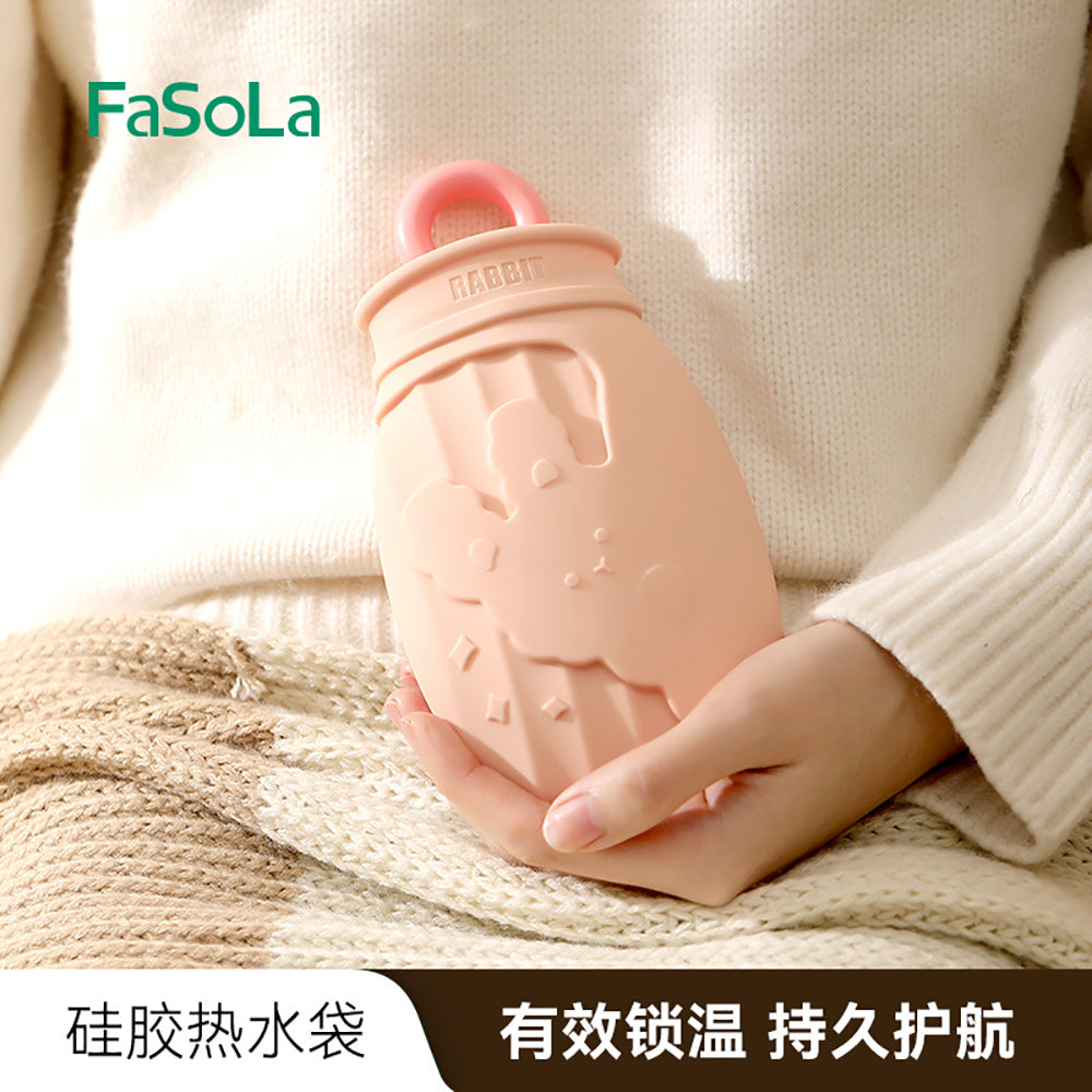 FaSoLa-Silicone-Hot-Water-Bottle-with-Knitted-Cover---Beige-Giraffe,-500ml-1