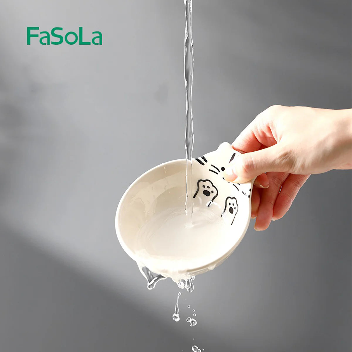 FaSoLa Japanese Single Handle Cat Bowl