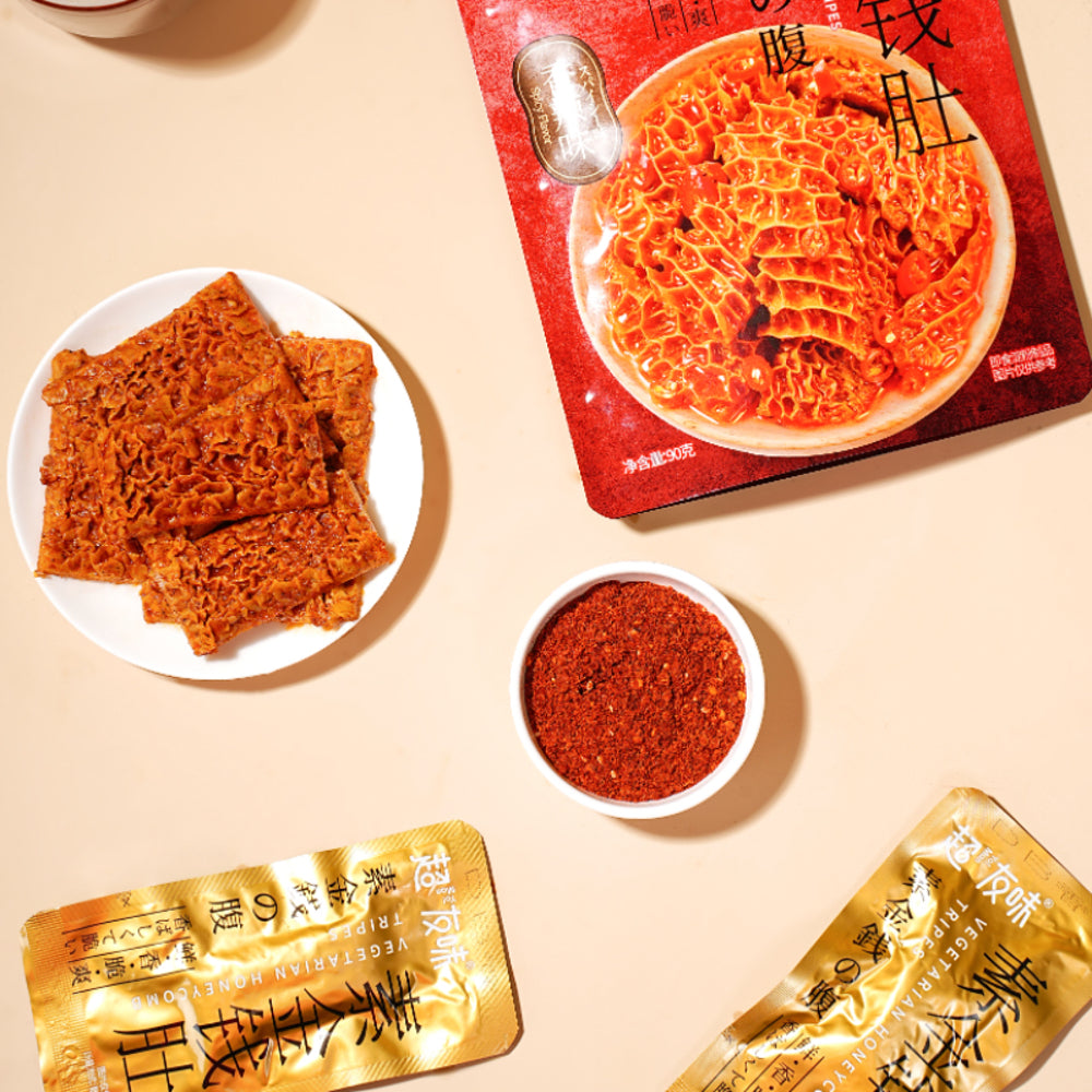 Chaoyouwei-Spicy-Plant-Based-Honeycomb-Tripe-(Konjac)-90g---Ready-to-Eat-Konjac-Snack-2