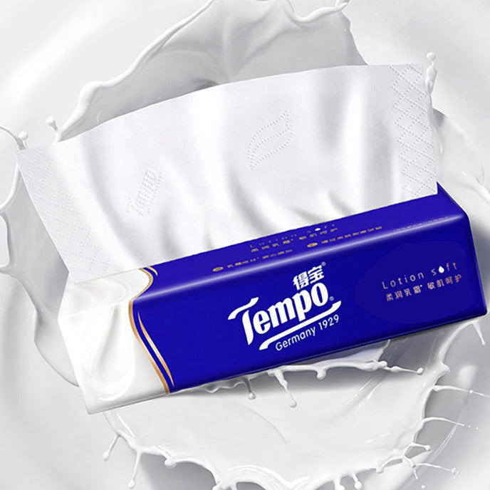 Tempo Pull-Out Creamy Soft Facial Tissues, 70 Sheets per Pack, 4 Packs Included
