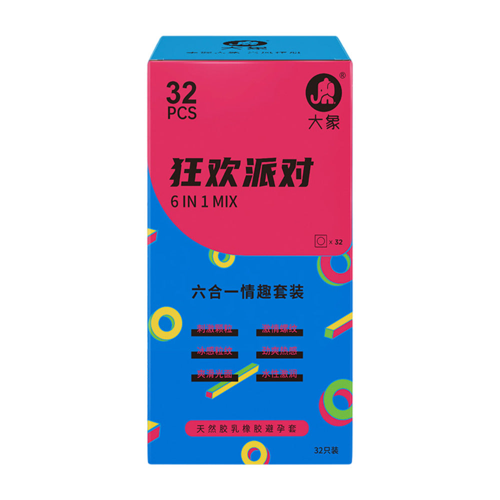 Elephant-6-in-1-Party-Mix-Condoms-–-32-Count,-Natural-Latex-2