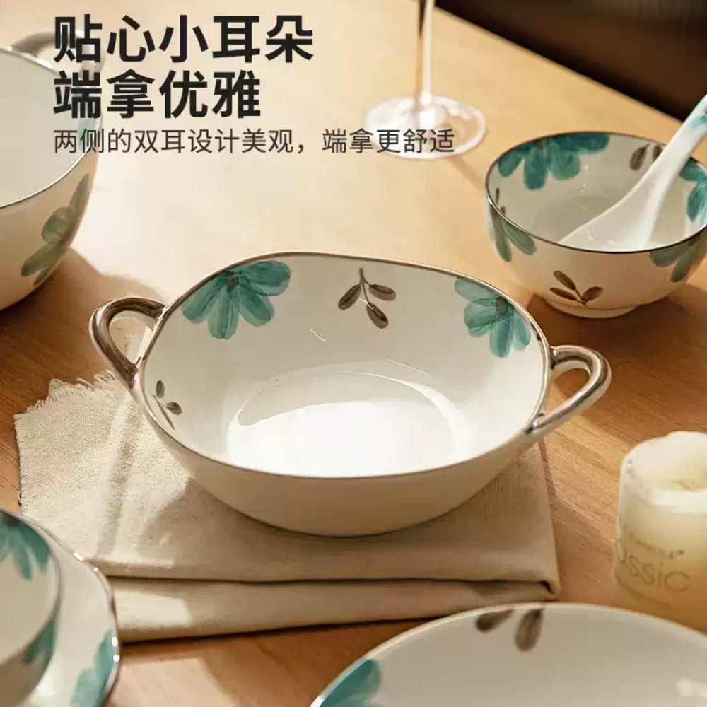 Modern-Housewife-“Qingyuan”-Floral-Rice-Bowl-4.5"-–-Hand-Painted-Ceramic-Tableware-3