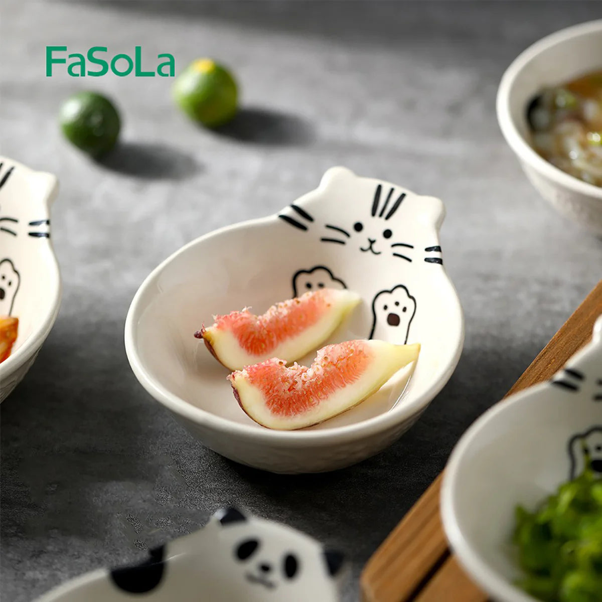 FaSoLa Japanese Single Handle Cat Bowl