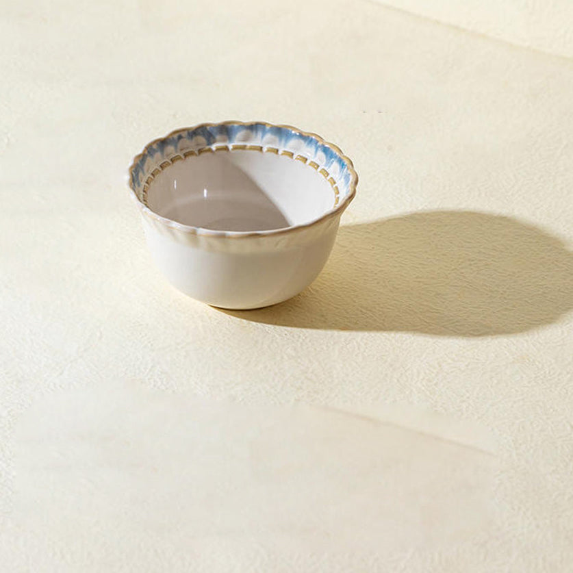 Modern SweetHome Smoky Blue Lace Rice Bowl - 4.75 Inches