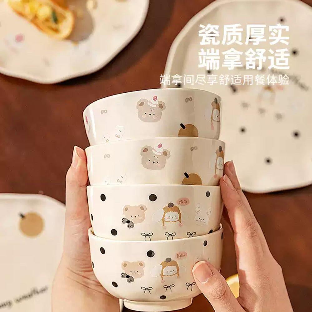 Modern-Sweethome-4.5-Inch-Ceramic-Rice-Bowl-–-Cute-“Cake-Bear”-Pattern,-350-ml-3