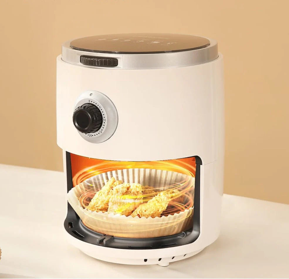 FaSoLa Air Fryer Paper Liners - Round, Natural Wood Color, 16cm Diameter, 30 Pieces