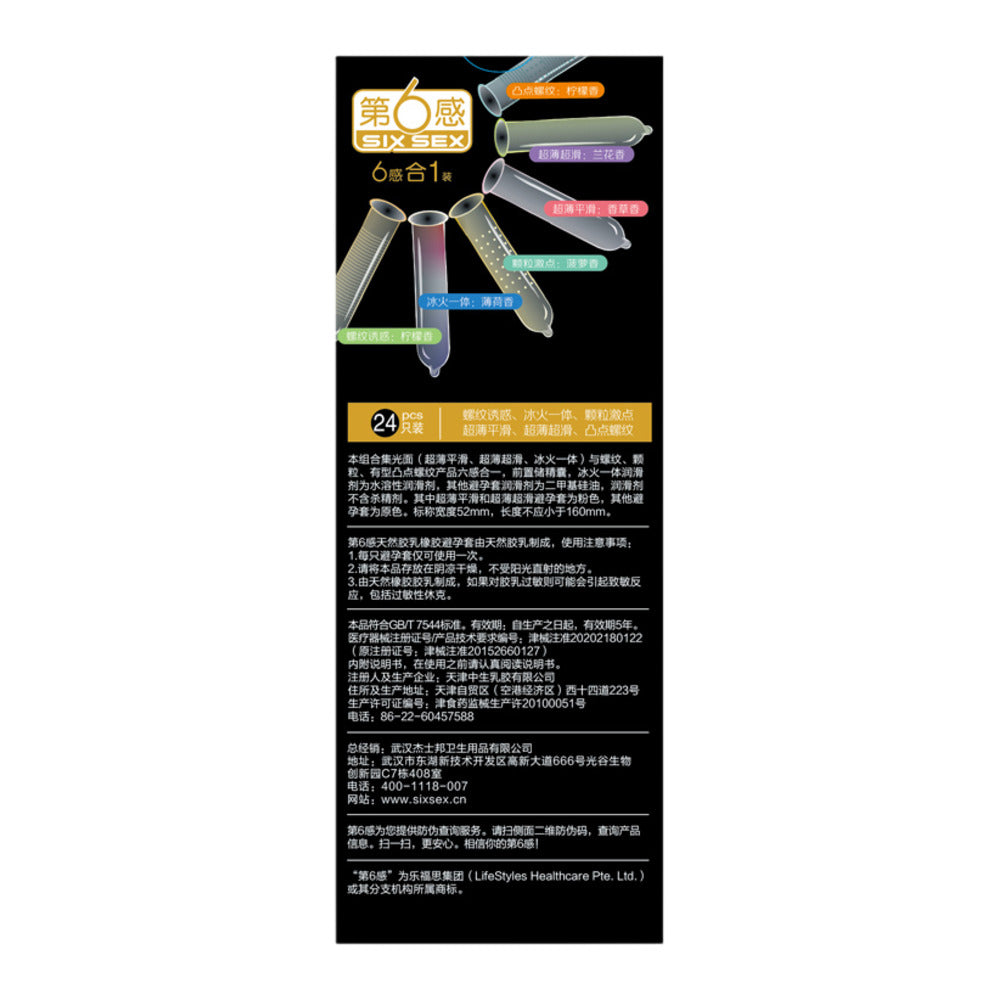 Six-Sex-6-in-1-Assorted-Condoms,-Natural-Rubber-Latex---24-Pack---Variety-Pack-with-Aloe,-Ice-&-Fire-4