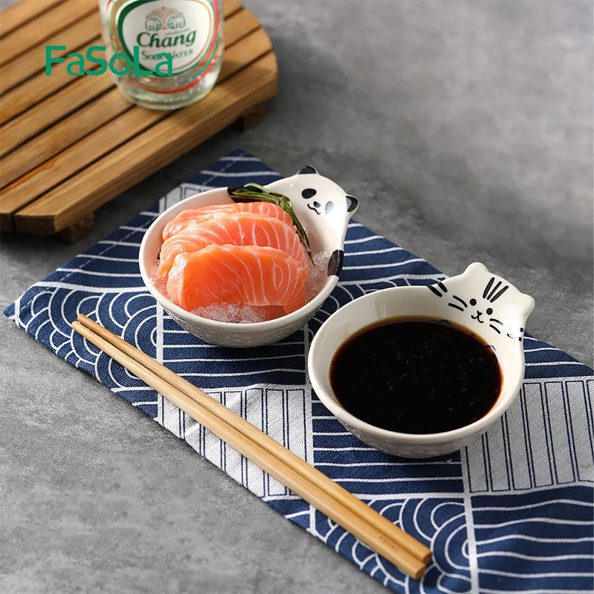 FaSoLa Japanese Single Handle Cat Bowl