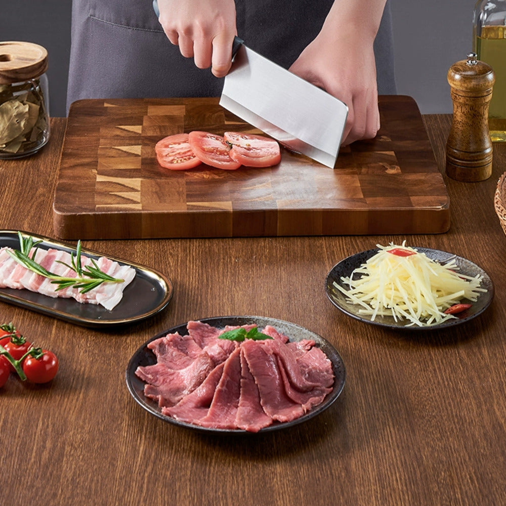 Cooker-King-"SharkWave"-Stainless-Steel-Slicing-Knife-–-Light-Blue-Handle---Precision-Kitchen-Knife-for-Vegetables-&-Meat-4