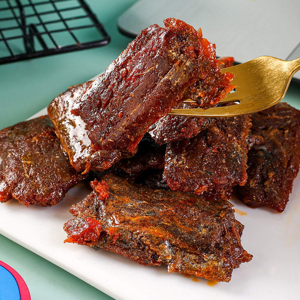 Mengdazui-Hand-Torn-Ribbonfish-Snack-–-Barbecue-Flavor-80g---BBQ-Fish-Jerky-4