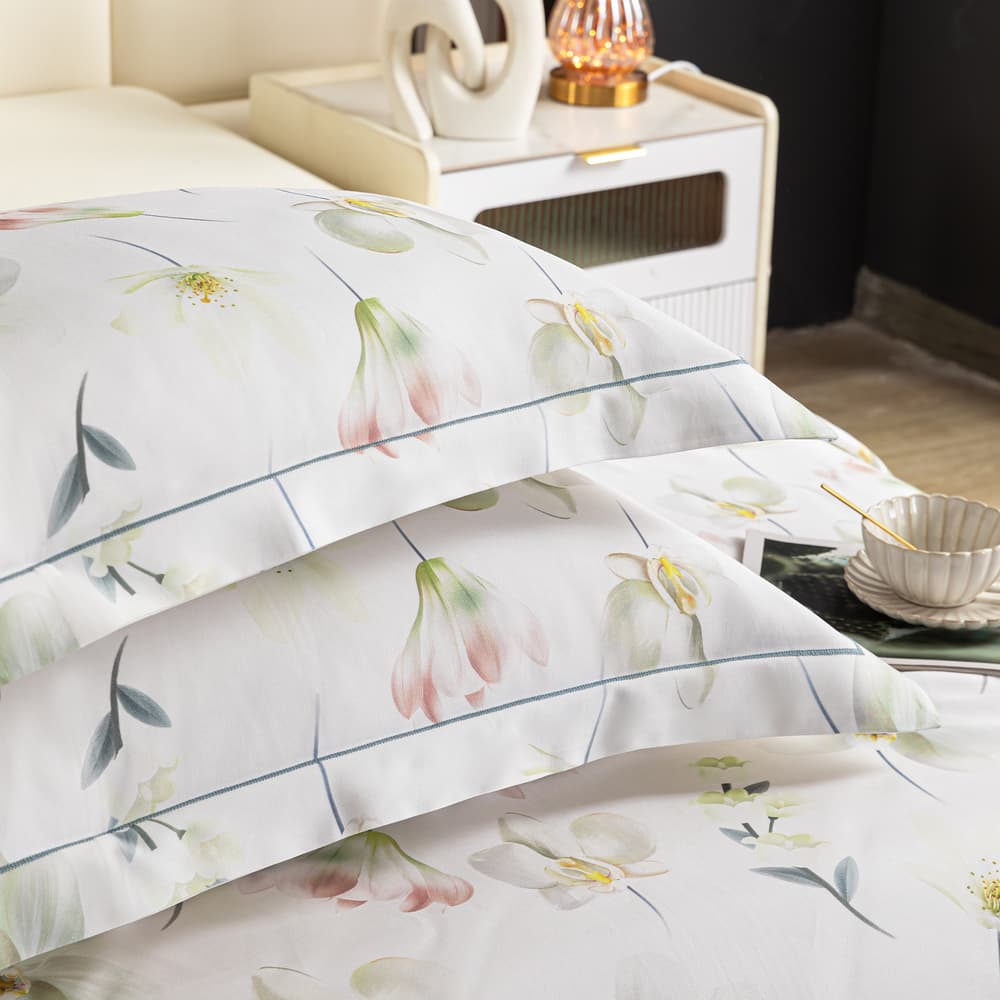 Heartin-Machine-Washable-Soft-Bedding-Set---Pear-Blossom-Design-(1-Soft-Sheet-+-2-Pillowcases)-1