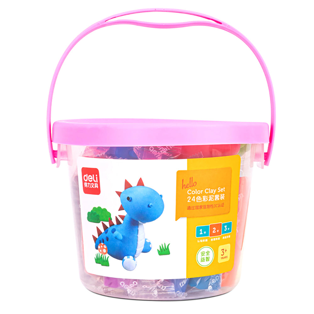Deli-24-Color-Clay-Set---Pink-Packaging,-Suitable-for-Ages-3+-1
