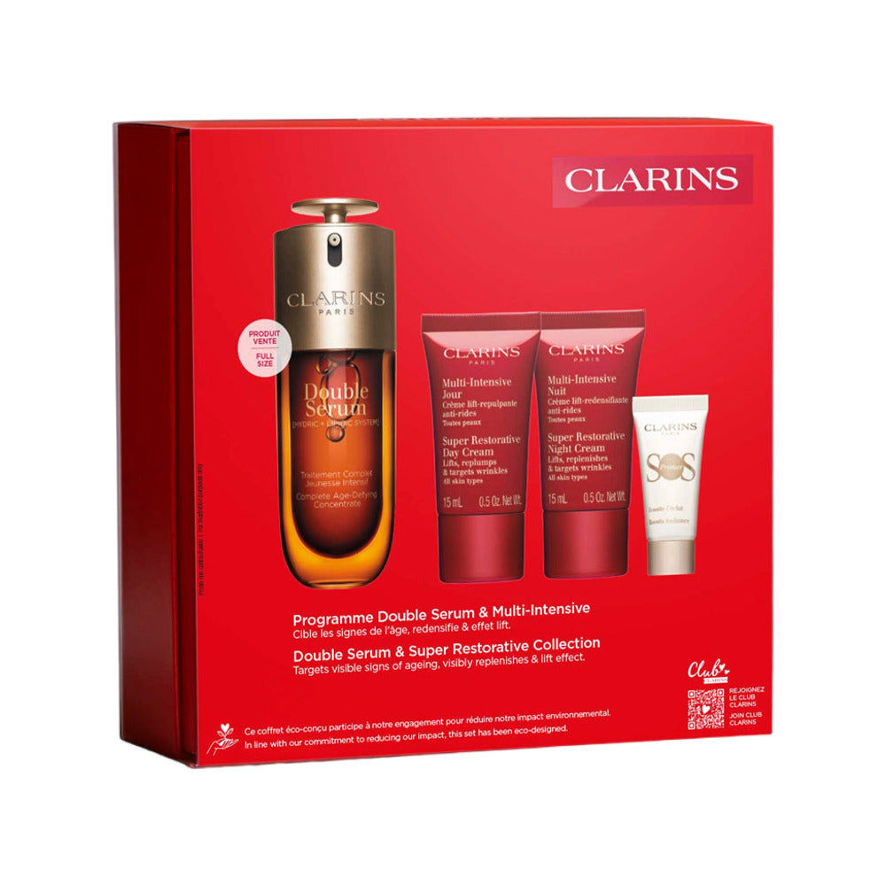 Clarins-Double-Serum-&-Super-Restorative-Day/Night-Cream-Holiday-Set-2025-–-4-Piece-Gift-Box-(with-SOS-Primer)-5