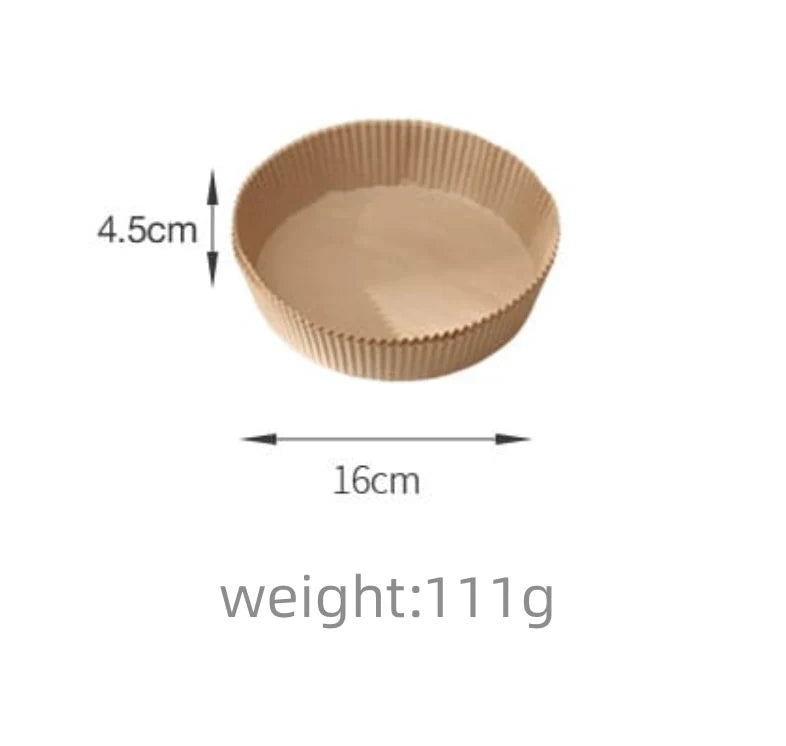 FaSoLa Air Fryer Paper Liners - Round, Natural Wood Color, 16cm Diameter, 30 Pieces