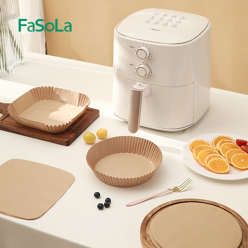 FaSoLa-Air-Fryer-Paper-Liners---Square,-Natural-Color,-21.6x21.6cm,-50-Sheets-1