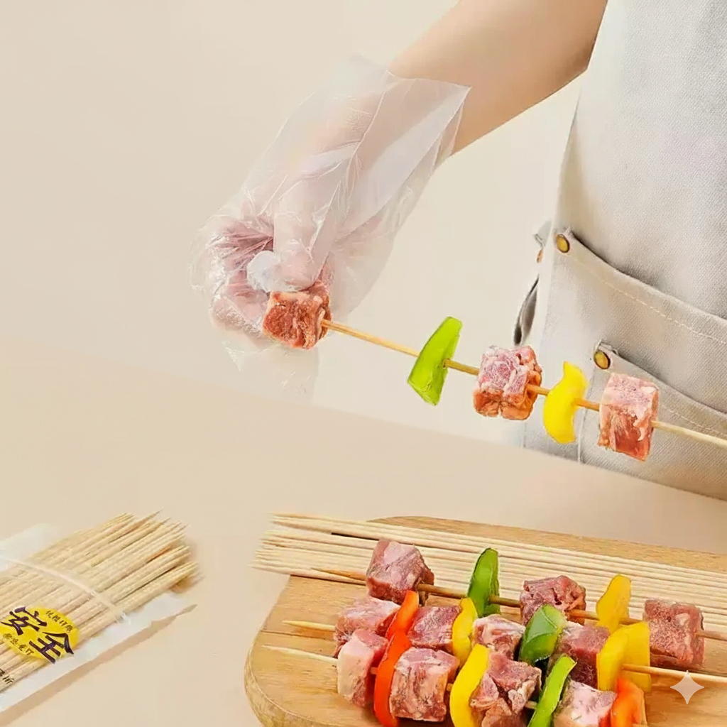 Cooker King Bamboo BBQ Skewers – 100 Pieces - Natural Polished Disposable Bamboo Sticks for Grilling, Kebabs & Party Appetisers