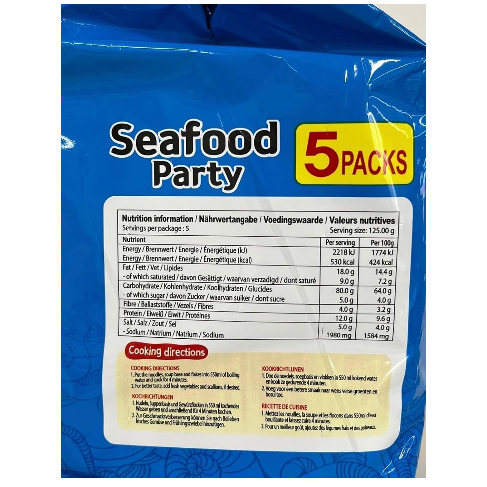 Samyang Seafood Party Noodle Soup - 125g x 5 Packs